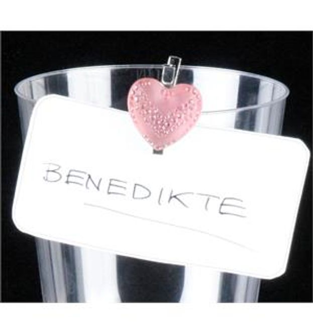Hovedbilde Bordkortholdere Hjerte med klype rosa 10 pk