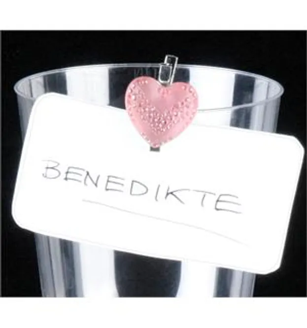 Hovedbilde Bordkortholdere Hjerte med klype rosa 10 pk