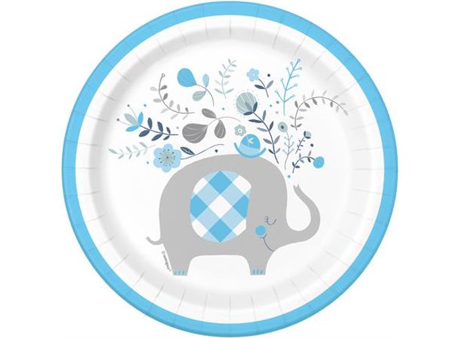 Hovedbilde Blå Elefant Floral Papptallerken 8-pk 17,1cm