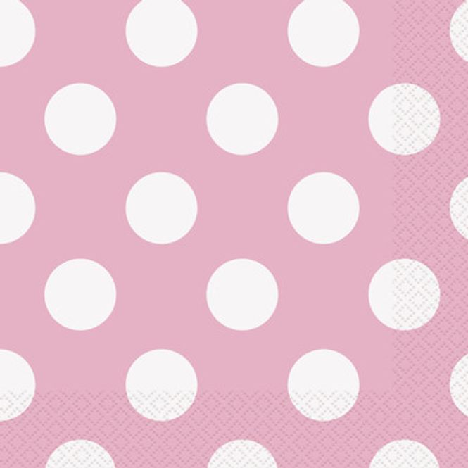 Hovedbilde Rosa Servietter Hvite Dots 16-pk