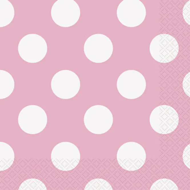 Hovedbilde Rosa Servietter Hvite Dots 16-pk