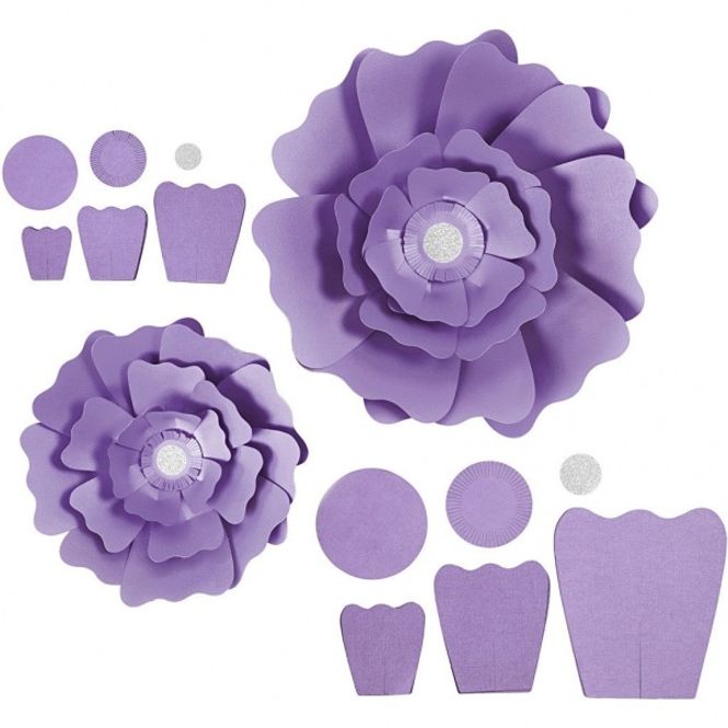Hovedbilde Papirblomster Lavendel 2-pk dia 15 og 25 cm