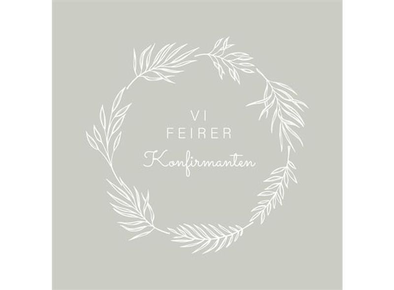 Servietter Vi feirer Konfirmanten Grå/beige Lunsj 20pk
