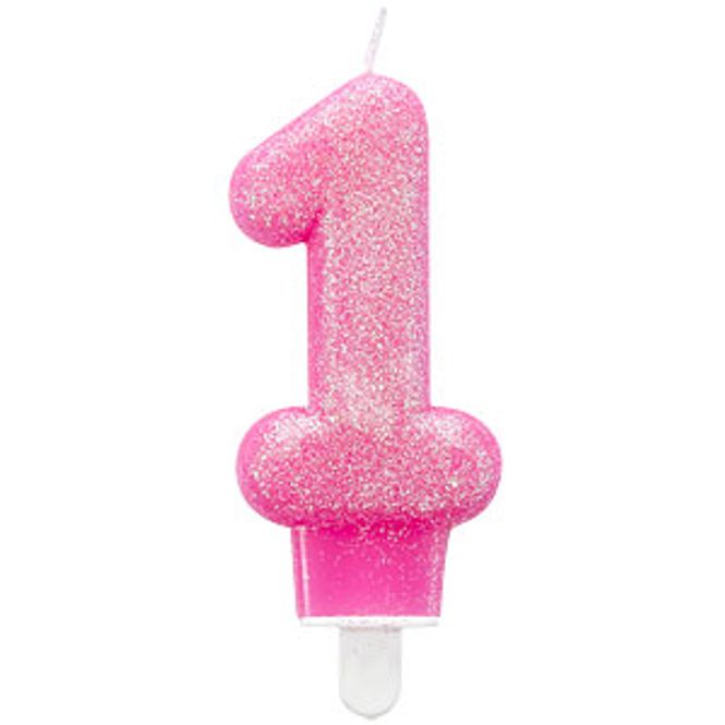 Hovedbilde Kakelys 1-årsdag rosa/glitter
