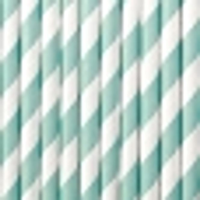 Hovedbilde Papirsugerør Stripet Mint 10-pk