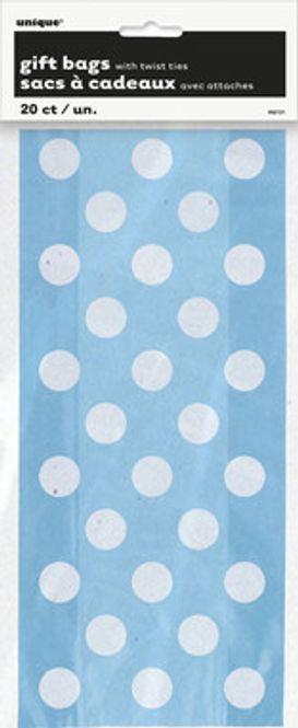 Hovedbilde Party Bags Lys Blå Med Hvite Dots 20pk