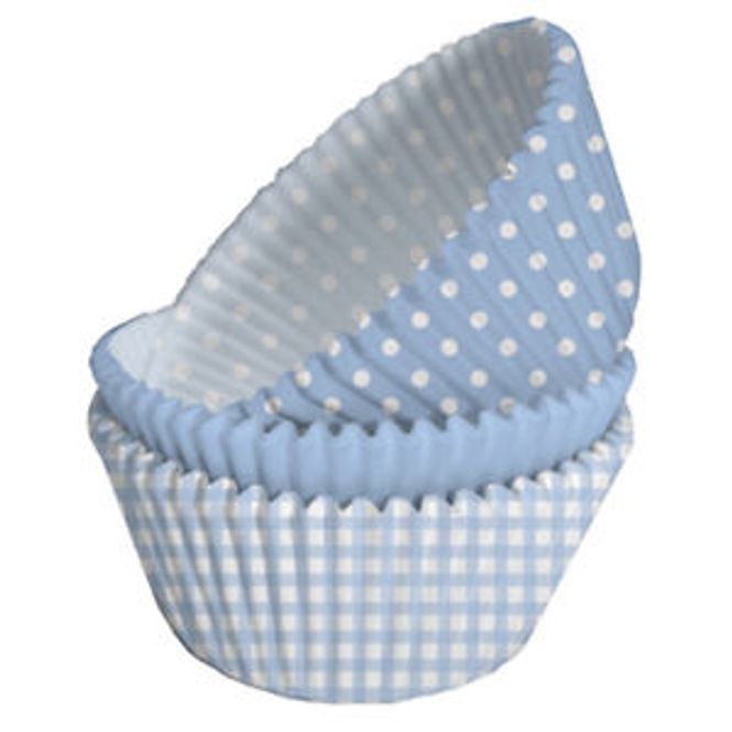 Hovedbilde Cupcakeformer Pastell Lyseblå Gingham Polka Mix ...