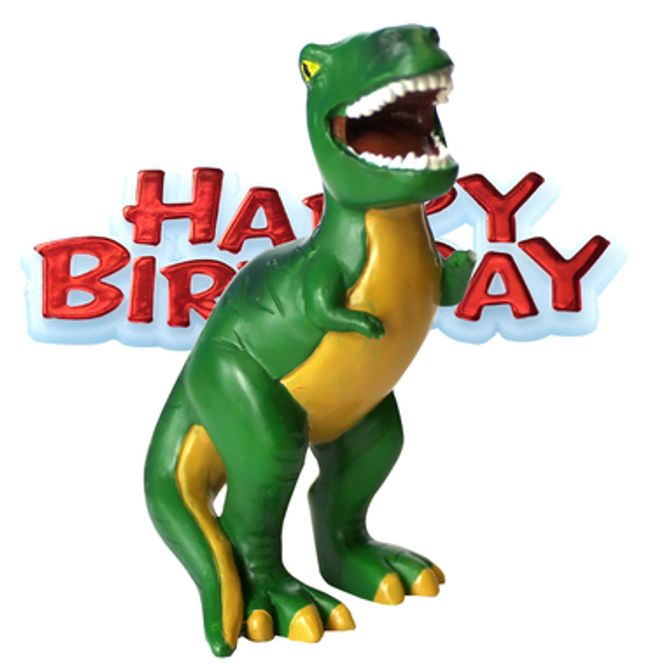 Hovedbilde Dinosaur kakefigur og Happy Birthday motto 8 cm