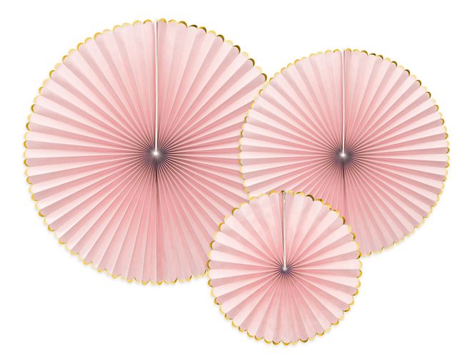 Hovedbilde Hengende Vifter Med Gullkant Lys Rosa 3-pk