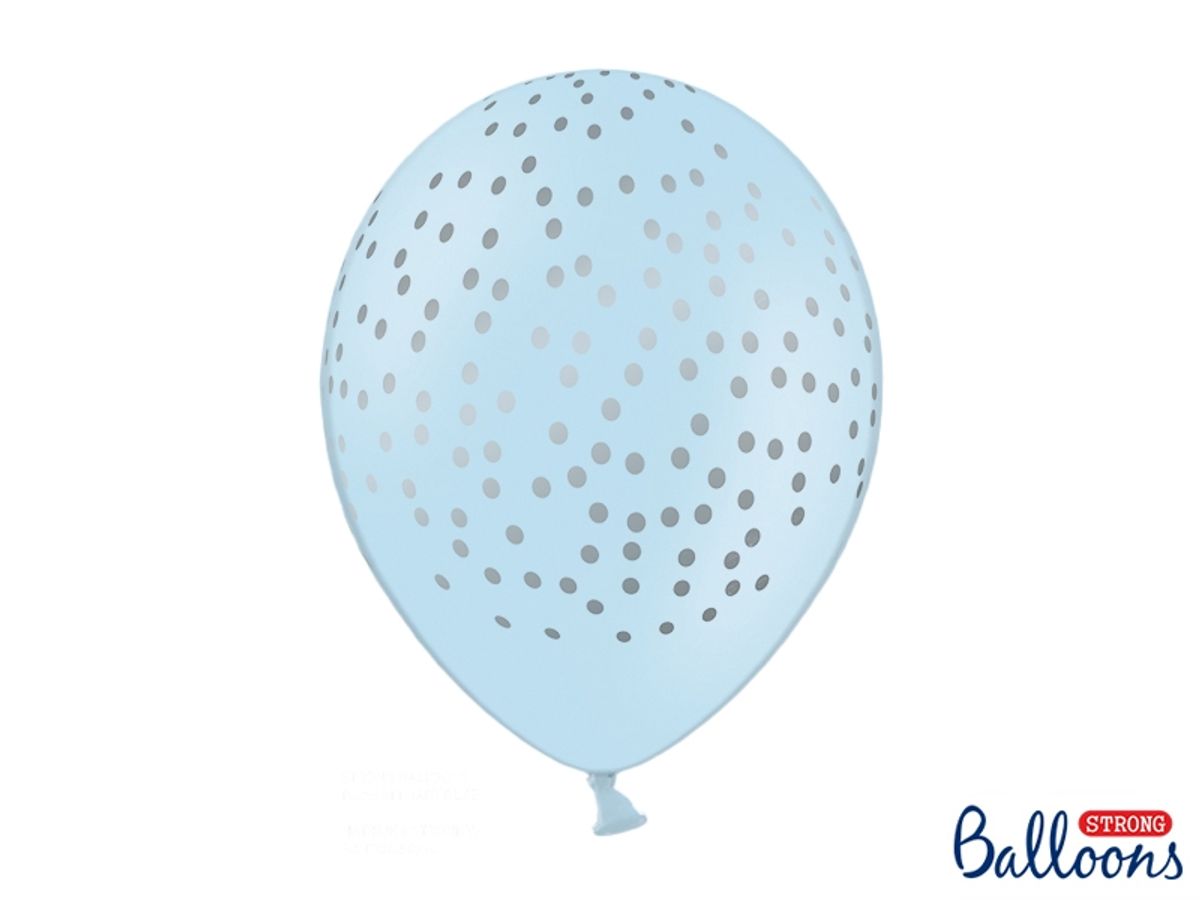Ballonger Pastell Blå Gull Dots 6-pk