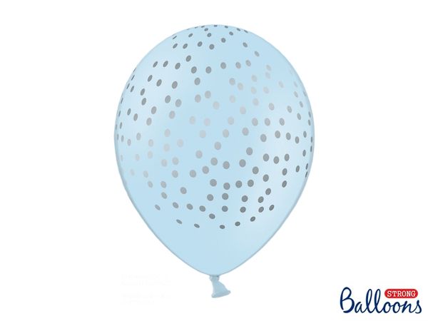 Hovedbilde Ballonger Pastell Blå Gull Dots 6-pk