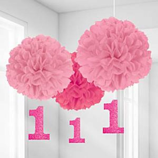 Hovedbilde Pom Poms Rosa/Pink Hengende 1 Tall  3-pk