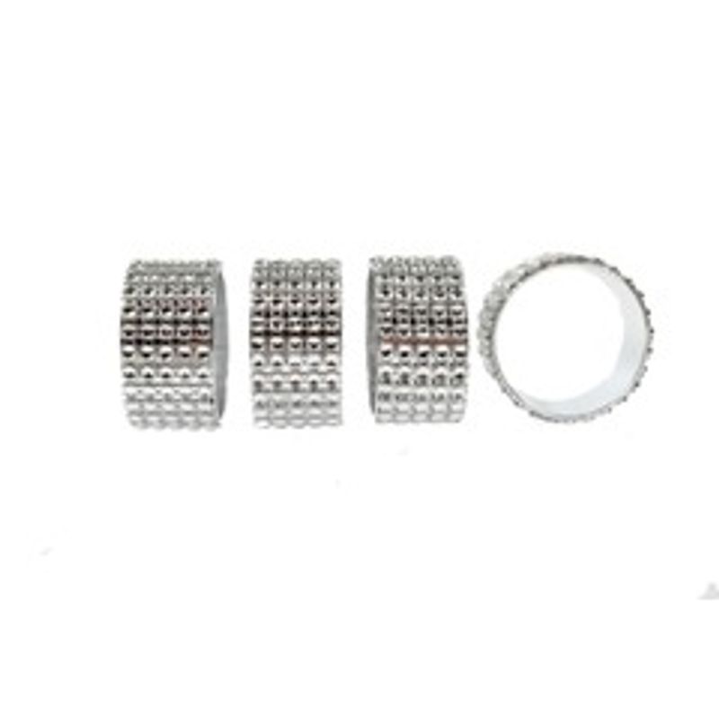 Serviettringer Strass Sølv 4 pk