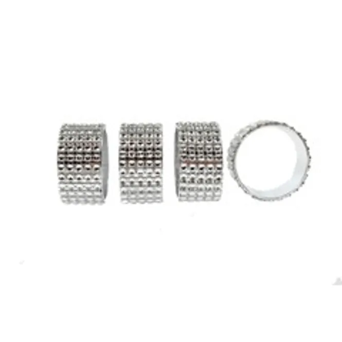 Hovedbilde Serviettringer Strass Sølv 4 pk