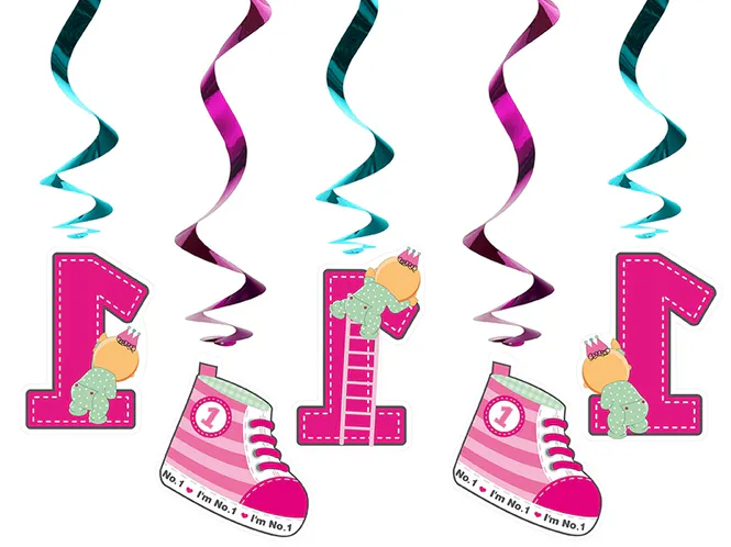 Hovedbilde 1 år Swirls Rosa 5-pk