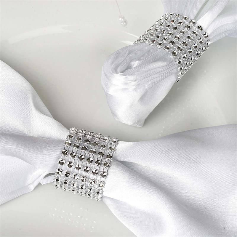 Serviettringer Strass Sølv 10 pk