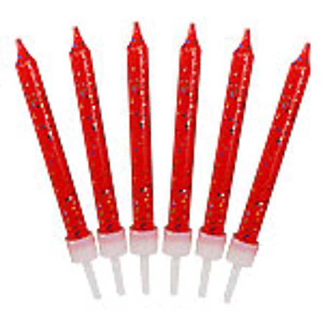 Hovedbilde Kakelys Glitter Rød 12-pk