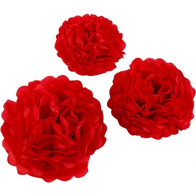 Hovedbilde Pom Poms Rød 3-pk CC