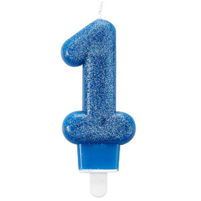 Hovedbilde Kakelys 1-årsdag blå/glitter