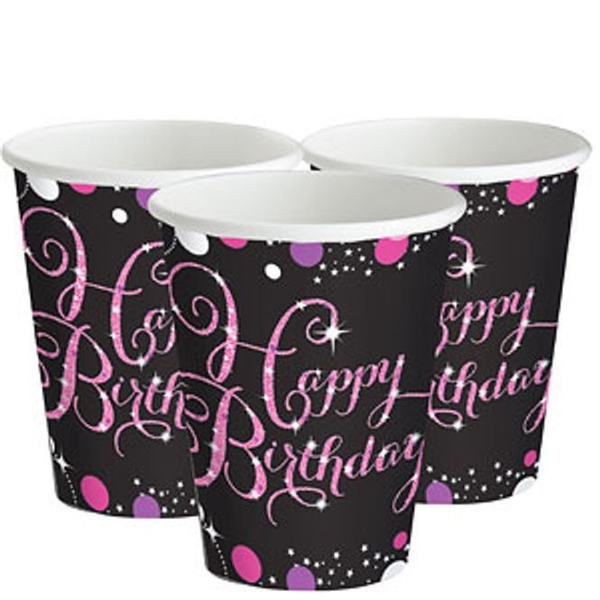 Hovedbilde Happy Birthday Pappkrus Rosa 8-pk