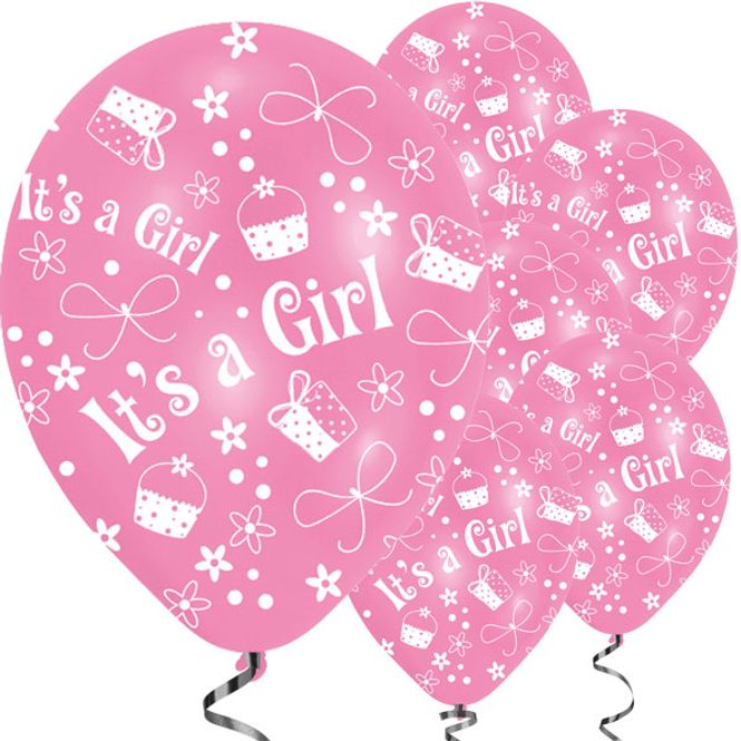 Hovedbilde Ballonger It's A Girl Rosa/Pink 6-pk