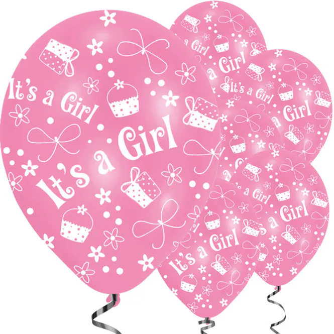 Hovedbilde Ballonger It's A Girl Rosa/Pink 6-pk