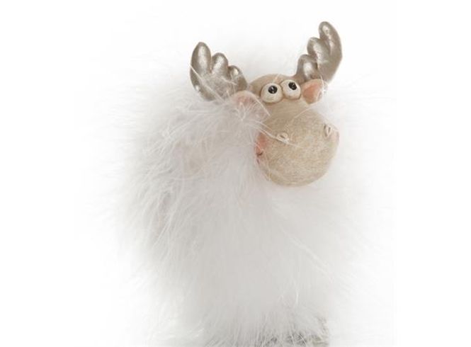 Hovedbilde Elg Funny Beige m/hvit pels 11x14cm