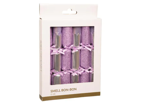 Hovedbilde Smell bon-bon lys lilla/sølv med sløyfe
