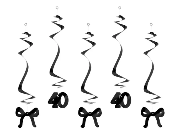 Hovedbilde Bursdags swirls 40 med sløyfe - sort