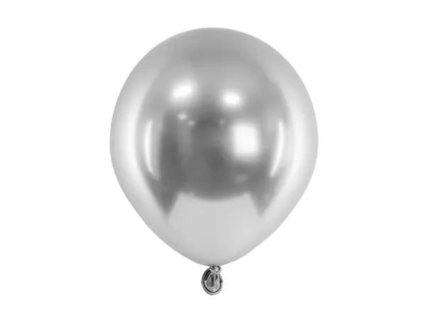Hovedbilde Ballonger E Glossy sølv 12cm 10-pk