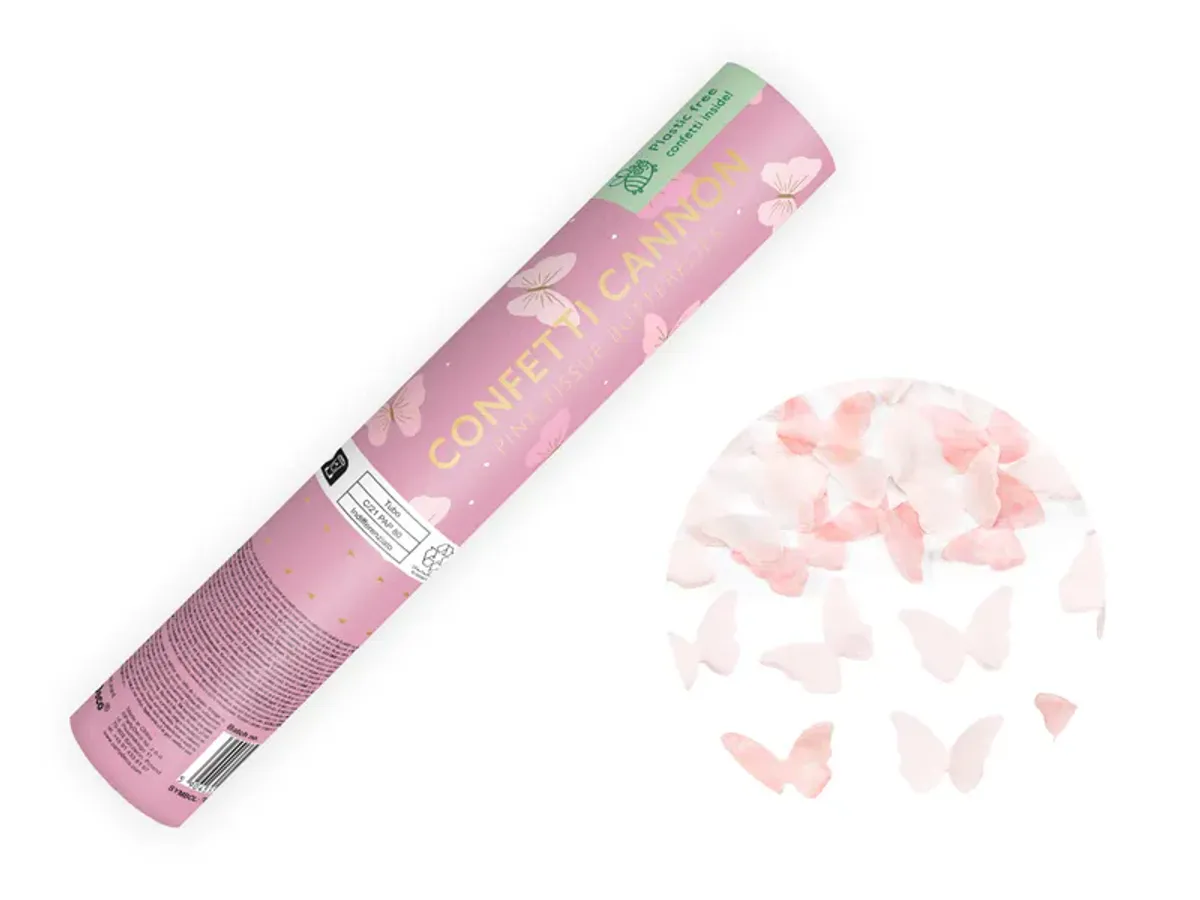 Confetti kanon Rosa sommerfugl